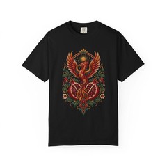 Embroidered Pomegranate Phoenix T-Shirt Graphic