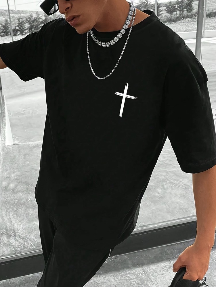 Christian Cross T-Shirt Men’s Faith Religious Graphic Casual Tee Top
