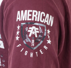 American Fighter Mens Long Sleeve Shirt LANDER Burgundy Premium S-3XL
