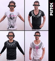 Pistol Boutique Men’s Black Plain Blank Neck Logo Print Single Tank Vest Top