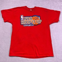 Vintage Fruit of the Loom Mens Red NBA Hoop It Up Crew 3 On 3 T-Shirt Size XL