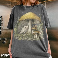 Vintage Woodland Hedgehog Mushroom Comfort Tee
