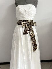 Leopard print dress sash bow sash (Champagne)