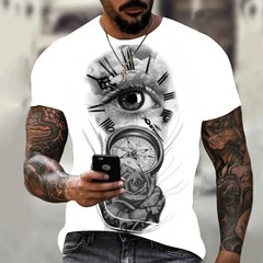 Camiseta Con Estampado 3d De Brújula Para Hombre Camisa Corta Moda Hip-hop Lujo