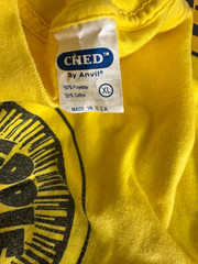 VTG Crazy Eddie T Shirt Mens Size XL Yellow 80s NYC MADE N USA Two Sided EX +