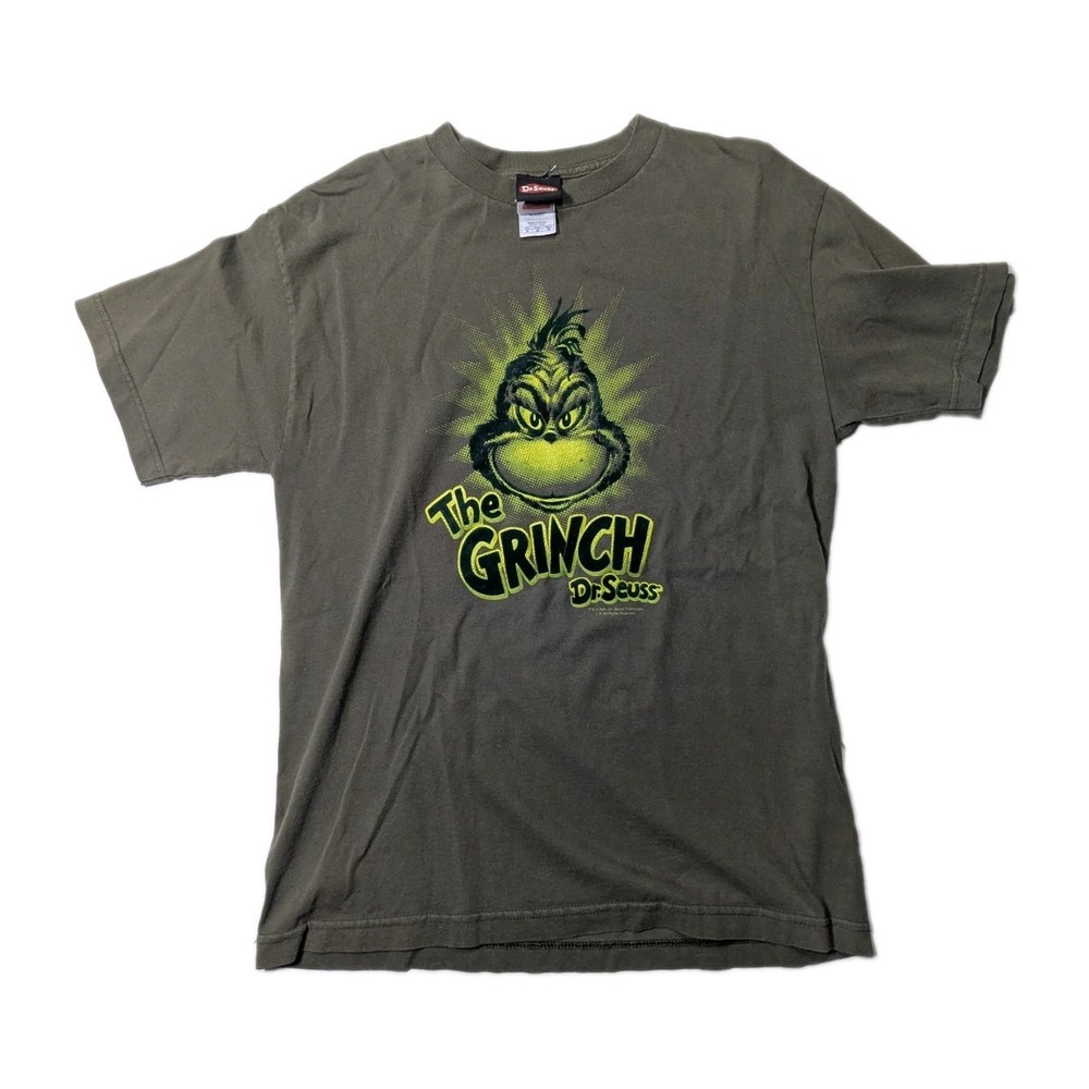 2001 Dr Seuss The Grinch dark Green Felt T-shirt Size Medium