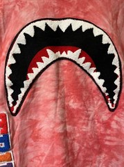 MENS SMALL HUDSON OUTERWEAR SHARK MOUTH TRIPPY PATCHES TYE DYE PINK SHIRT