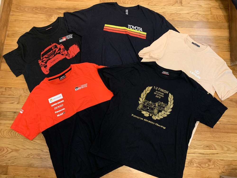 Toyota, GR Gazoo Racing, Lexus set of 5 fanwear tshirts Men’s XXL / 2XL