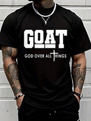 100 Cotton Goat God Over All Things Funny Jesus Christian Printed T-Shirt