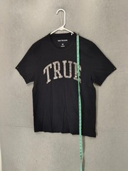 True Religion Shirt Mens Small Black Metallic Graphic Tee Crewneck Short Sleeve