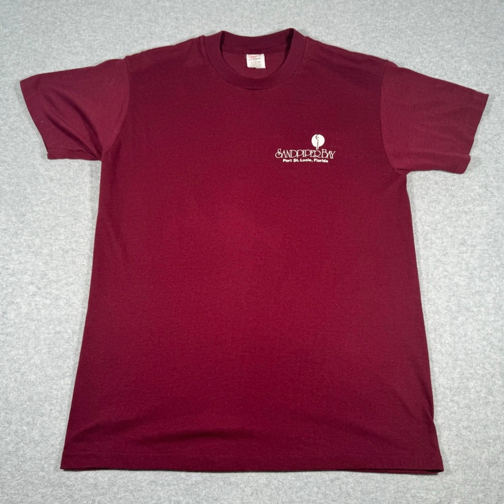 Vintage Sandpiper Bay Shirt Adult Small Maroon Single Stitch 90s Port St Lucie