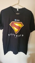 Canvas Sz L t Shirt Superman dc Studios black s Sleeve flo on back comic con 31