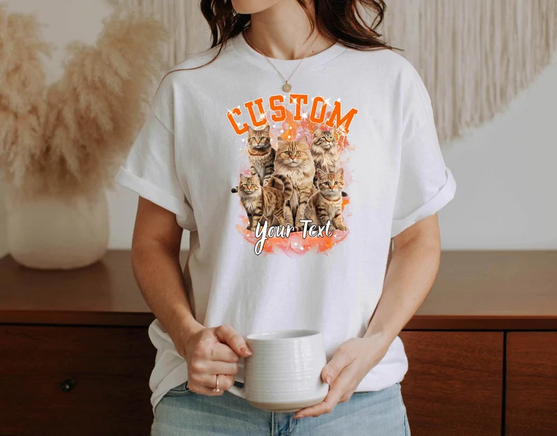 Personalized Pet Photo Comfort Tee Custom Dog Cat Lover Gift Shirt