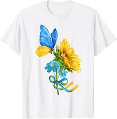 Sunflower Ukraine Flag Butterfly Shirt Ukrainian Flag T-Shirt