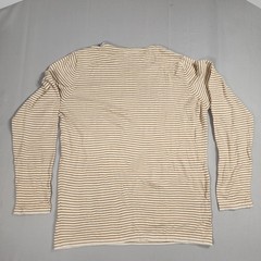 Zara Man Denim Couture Striped Long Sleeve Knit Top Tan Cream Button Shoulder L