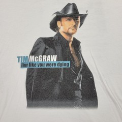Tim McGraw Shirt Mens Large Live Like You Were Dying White Graphic Short Sleeve