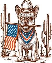 4th of July French Bulldog Frenchie Western Desert Vibes Tee