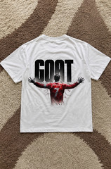 NOVRIK Goat Ronaldo 7 Graphic T-Shirt White Cotton Tee Front & Back Print Unisex