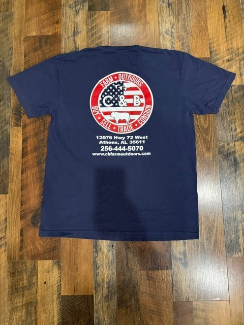 Brand New Comfort Colors Men’s Navy Size L C&B Farm + Outdoors USA Flag T-Shirt