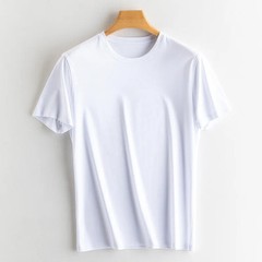 Men’s High-end Fabric Silk Mercerized Cotton T-shirt Crew Neck Luxury Tee Short