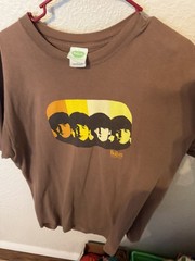 Vintage Y2K The Beatles T Shirt L Brown Rubber Soul Graphic Band Tee Apple Corps