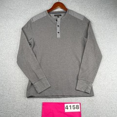 Banana Republic Long Sleeve Henley Casual Waffle Knit Gray Mens Medium