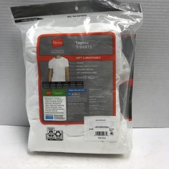 1 6Pk Hanes Men L 42-44 Soft White Tagless Ringspun Cotton T-Shirts