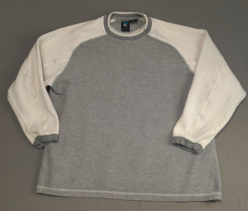 Kuhl Henley Shirt Mens L Gray Konflict Waffle Knit Thumb Hole Outdoor Base Layer