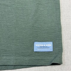 Scotch & Soda Shirt Mens M Green Waffle Crewneck Short Sleeve Stretch Amsterdam