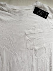 Original Use Men’s White Cotton Knit Crew Neck Long Sleeve Pocket T-Shirt L