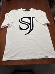 Sean John Mens XL White with Blue Logo Tee Streetwear Casual Vintage Y2K Rap