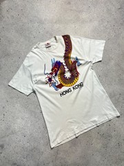 T shirt vintage Hong Kong dragon chinois Lai See imprimé double face taille L