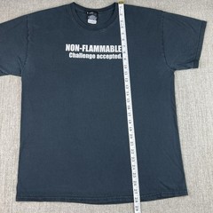 Vintage Y2K Quote T Shirt Mens Large Faded Black Grunge Think Geek Non-Flammable