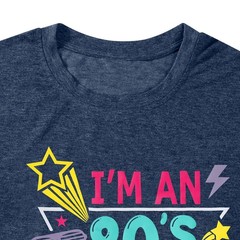 80s Women’s T-Shirt I’m an 80’s Kinda Girl Retro Graphic Tee, Dark Blue, XL