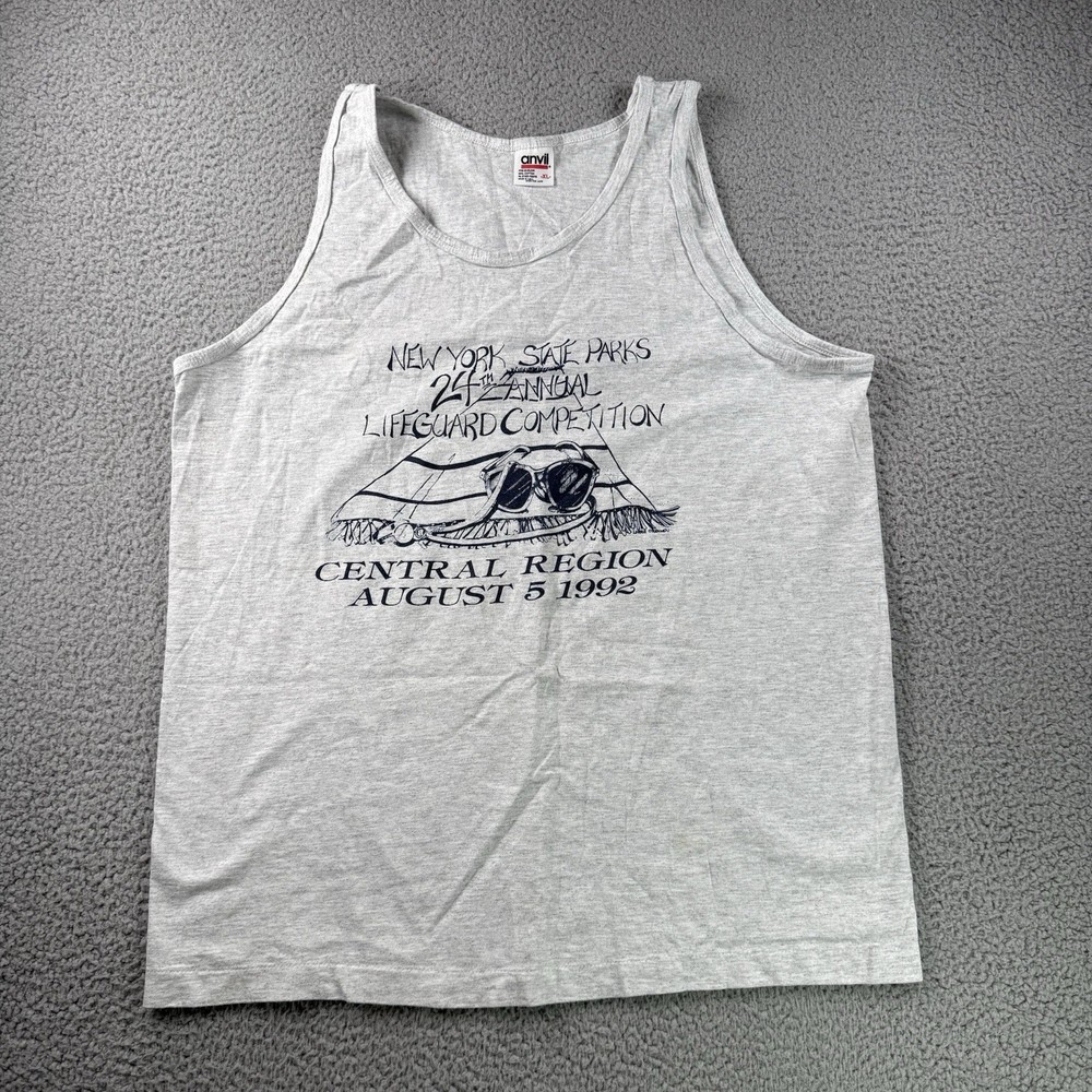 Vintage Anvil Tank Top Sz XL New York State Parks Lifeguard Competition 1992 USA