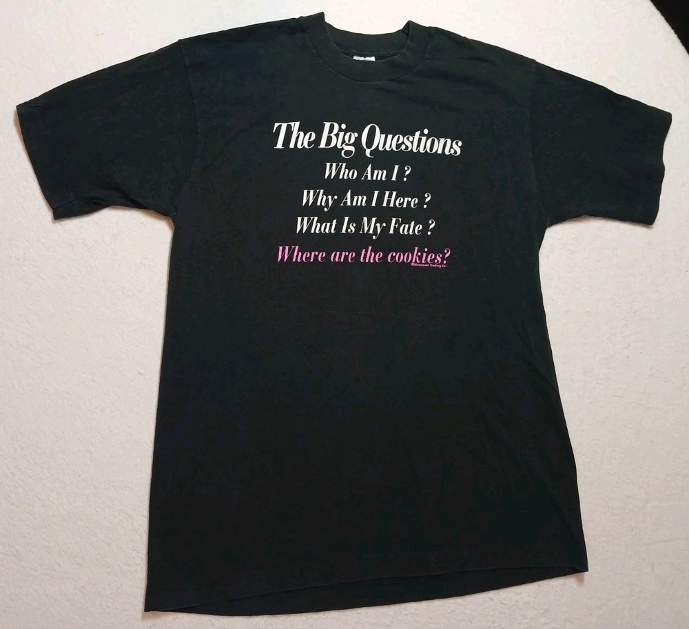 VTG Mens L Single Stitch Black T Shirt Funny Baking Comedy Shirt