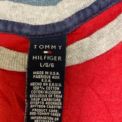 Tommy Hilfiger Athletics T Shirt Mens Large Red Cotton Logo Summer Regular Fit