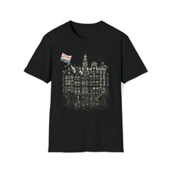 Amsterdam Night: Monochrome Gildan 64000 Black Softstyle Unisex Tee