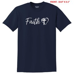 FAITH with CROSS & HEART UNISEX T-SHIRT S-3X GREAT GIFT -10 COLOR OPTIONS