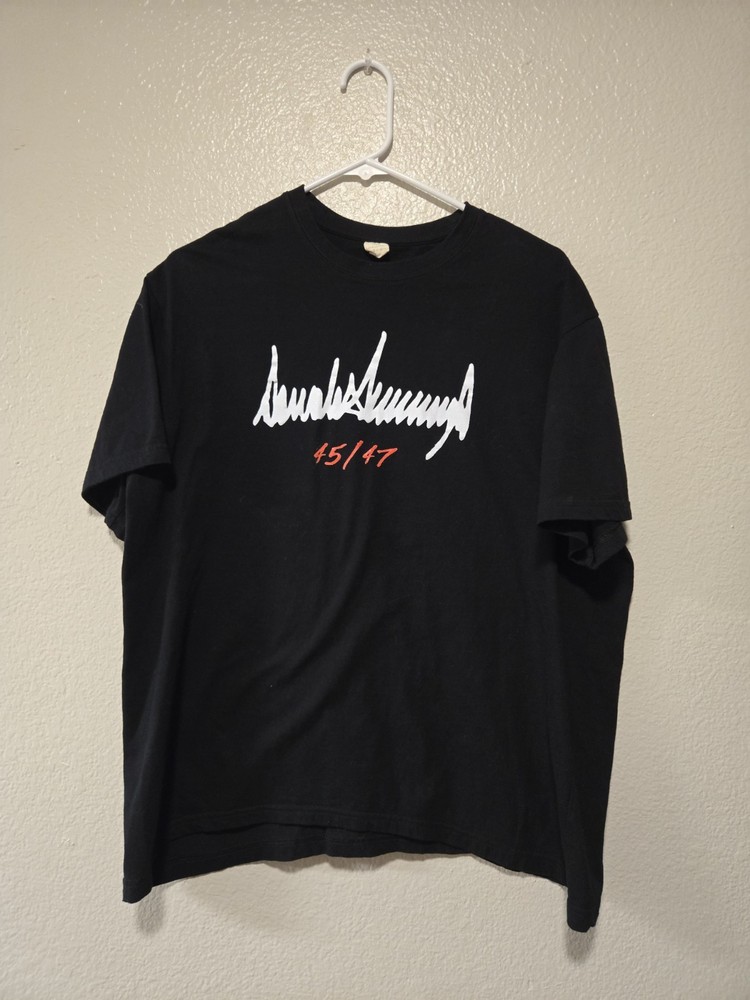 DONALD TRUMP SIGNATURE 45/47 MENS BLACK XL TSHIRT, PRESIDENT, USA