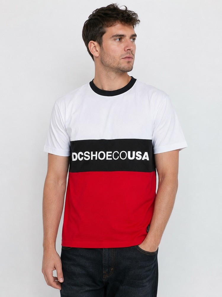DC Shoes Glenferrie T-Shirt Mens Large White Black Red Skate Streetwear