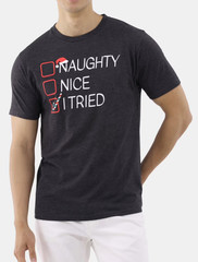 Holiday Time Mens Graphic Tee Size XL Black Naughty Nice Checklist Christmas