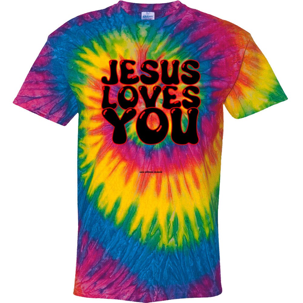 Jesus Loves You Christian Church God Revolution Groovy Bible Gift Funny Tie Dye