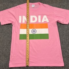 Port & Company Big India Flag Spell Out T Shirt Adult Large Pink Tee