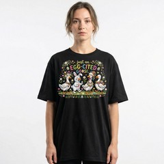 Egg Cited Goose Easter Duck Floral T-Shirt Spring Holiday Cute Animal Tee
