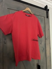 Valabasas Shirt Men L Red Spell Out Embroidered Crew Neck NWT Marble Tee Memphis