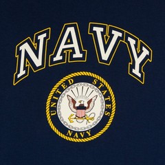 U.S. Navy Emblem Men’s Graphic Print Long Sleeve T-Shirt in Navy, XL