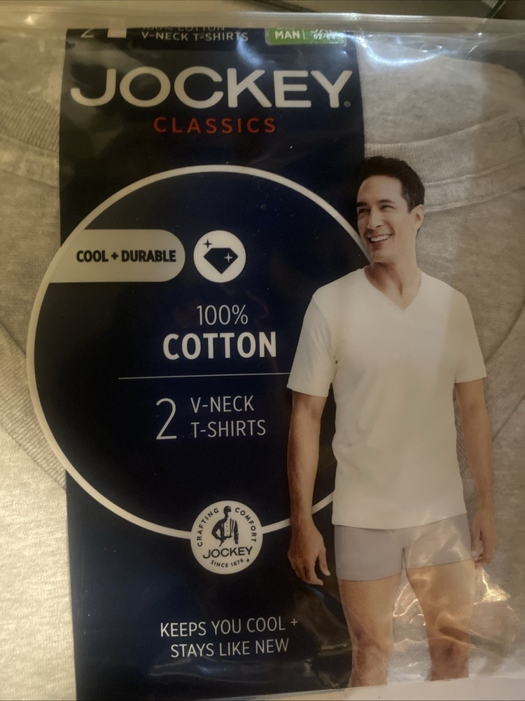 Mens Jockey V Neck Tshirt 5XL Big Man Gray 2 Pack 100% Cotton
