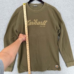 Carhartt Thermal Shirt Mens Large Green Long Sleeve Waffle Knit K253 Logo