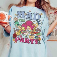 Vintage Alice in Wonderland Mad Tea Party Shirt, Cheshire Cat Mad Hatter Tee
